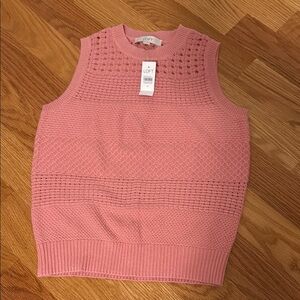 LOFT Pink Ribbed Sleeveless Tank Top